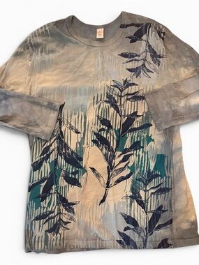 Blue Fish Shirt Art to Wear Top Women’s 1 Tunic Lagenlook Hand Painted